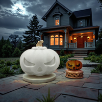 Citrouille blanche en résine de haute qualité, faite à la main, peinte à la main, pour la peinture fluide, différents styles, sorcière d'Halloween