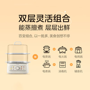 เครื่องนึ่งอาหารไฟฟ้ามีเดีย 3 ชั้น ควบคุมด้วยระบบตั้งเวลาแบบกลไก พร้อมฝาปิดกระจกนิรภัย สำหรับใช้ในบ้าน - Product Image 4