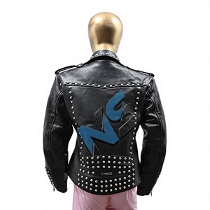 Chaqueta de Moto para Mujer Nabtay Sports, Negra, de Cuero Vacuno Tejido Transpirable, con Remaches Decorativos, Cierre de Cremallera, Cuello Camisero Completo - Product Image 2