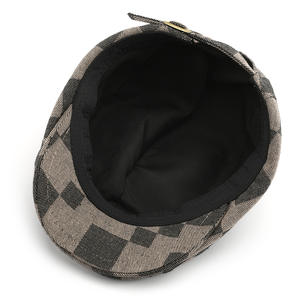 Béret Unisexe Quatre Saisons Style Rétro Britannique à Carreaux Imprimés en Coton Chaud Respirant et Ajustable, Style <span class=keywords><strong>Peintre</strong></span> Coréen Japonais - Product Image 4