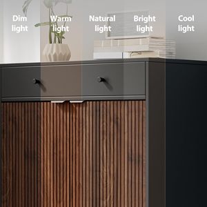 SENYU <b>Wood</b> Modern Buffet <b>Cabinet</b> with Fluted Design Adjustable Shelves Storage <b>for</b> Kitchen and <b>Living</b> <b>Room</b> - Product Image 6