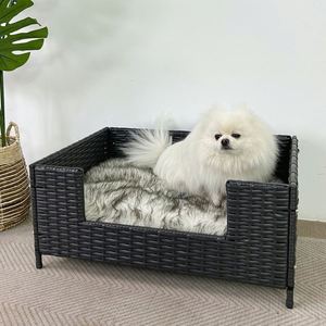 New Arrival Eco-friendly Hand Wicker Rattan Pet <b>Bed</b> with <b>Foam</b> Cushion Wholesales - Product Image 1