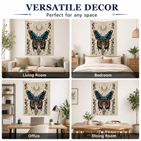 Tapisserie murale bohème vintage à imprimé papillon et motif lune céleste, idéale pour la décoration des chambres et salons – Offre spéciale