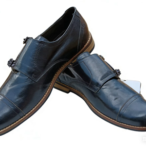 Chaussures pour hommes en cuir véritable de haute qualité, style Ouganda, à double boucle, formelles, respirantes, pour affaires et décontractées - Product Image 1