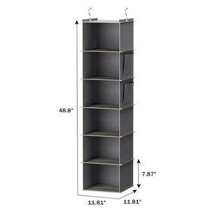 Tùy chỉnh màu xám có thể gập lại 6 Giá treo tủ quần áo tổ chức tủ quần áo lưu trữ Kệ ngăn kéo cho quần áo túi xách - Product Image 2