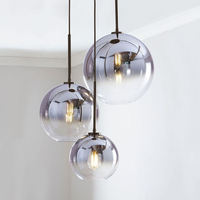 Luminaire suspendu en forme de globe doré au design nordique, luminaire rond en verre pour chambre à coucher