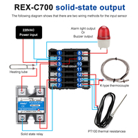 Controlador de Temperatura Industrial Digital Inteligente PID RKC 220V RELAY REX--C700 Termostato con Salida de Relé SSR
