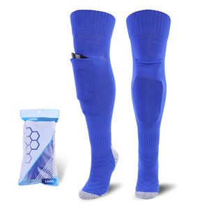 Chaussettes <span class=keywords><strong>de</strong></span> football professionnelles <span class=keywords><strong>avec</strong></span> poches, protège-tibias élastiques, fond en tissu éponge, bleu marine, longues, antidérapantes, <span class=keywords><strong>avec</strong></span> protège-tibias - Product Image 5