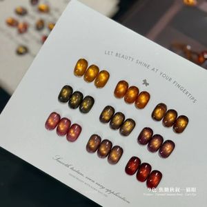 ชุดยาทาเล็บเจลตาแมวสีคาราเมล 9 สี รุ่นราเบีย สีน้ำตาล ส้ม แดง สำหรับร้านทำเล็บ แบบลอกออกได้ด้วยน้ำยาล้างเล็บ ใช้กับหลอดไฟยูวี - Product Image 5