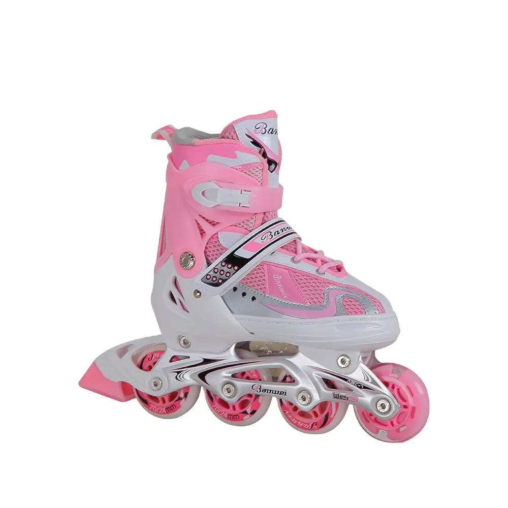 Grote Productie Veilig Goedkope Goede Materiaal Knipperende Roller Licht Up 4 Wielen Verstelbare Inline Skates Schoenen Voor Meisje Jongen