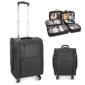 Wholesale Nylon Large Space Wheeled Soft-Sided Artist Cosmetic Train Case Makeup <b>Trolley</b> - Product Image 5