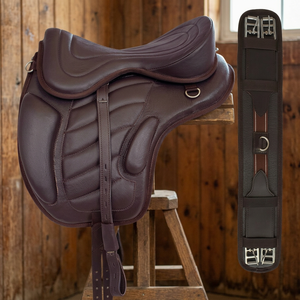 Silla de Montar Western Freemax SS sin Arzón, Ligera, de Cuero Suave, para Doma Clásica, con Cincha Inglesa para Equitación - Product Image 3