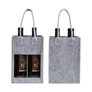 Premium Family Holiday Wedding Party Picnic Wine Lover Gift Cuatro botellas Grey Tote Bolsa <span class=keywords><strong>de</strong></span> vino <span class=keywords><strong>de</strong></span> <span class=keywords><strong>fieltro</strong></span> <span class=keywords><strong>con</strong></span> ventana - Product Image 1