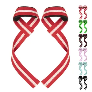 MKAS Custom Logo Adjustable Non-Slip 2 Stripes Lifting Straps With Neoprene Pad Gym Bodybuilding Fitness Lifting Straps