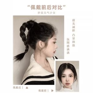 Peluca de cola de caballo para mujer, de fibra sintética resistente al calor, natural, corta, trenzada, para cualquier tono de piel y forma de rostro - Product Image 4