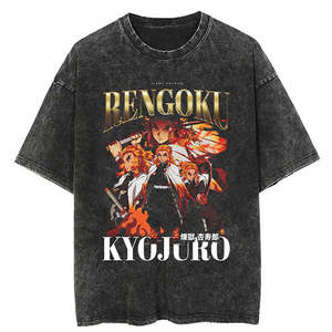 Camiseta Personalizada <span class=keywords><strong>de</strong></span> Algodón 100% <span class=keywords><strong>de</strong></span> 240 Gramos, Lavado Ácido, Estilo Vintage, con Estampado <span class=keywords><strong>de</strong></span> Anime Demon Slayer <span class=keywords><strong>Tanjiro</strong></span> para Hombre - Product Image 2