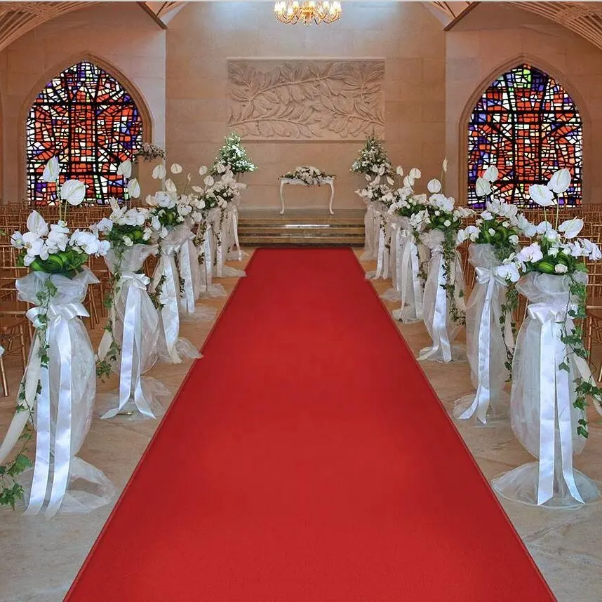 Alfombra de poliéster punzonada con aguja para eventos, alfombra roja decorativa de fábrica para eventos y bodas