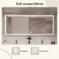 Kabinet Cermin Anti Embun Pintar untuk Kamar Mandi Hotel Mewah Prancis, Wastafel Tunggal/Ganda, 36-92IN, Model Berdiri di Lantai