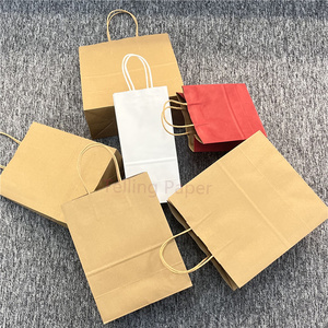 맞춤형 로고 인쇄 크라프트 종이 쇼핑백/음식 포장 종이 가방 (손잡이 포함) - Product Image 4
