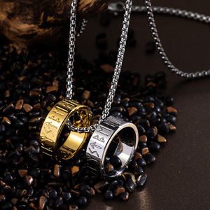 Bijoux de style <span class=keywords><strong>viking</strong></span> mythologique nordique européen et américain, collier en acier titane pour homme avec runes, chaîne de perles, polyvalent - Product Image 2