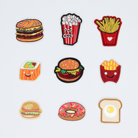 Logo de marque personnalisé en vrac patchs en fer brodés mignons patchs alimentaires pour hamburger Kawaii chocolat banane croustilles d'oeufs