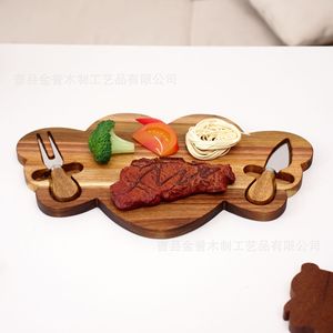 Tabla de queso de madera de forma irregular con cuchillo y tenedor para uso doméstico - Product Image 3