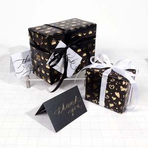High Quality <b>Birthday</b> Black Gold Coated <b>Paper</b> Series Roll Bulk Wholesale Luxury Gift Packaging - Product Image 5