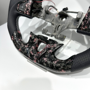 Volant en cuir et fibre de carbone forgé rose, finition mate, pour Renault <span class=keywords><strong>Megane</strong></span> RS, <span class=keywords><strong>Megane</strong></span> <span class=keywords><strong>3</strong></span>, <span class=keywords><strong>Megane</strong></span> 4 - Vente chaude usine - Product Image 3