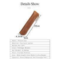 Étui à stylos vintage en cuir de vachette pleine fleur vieilli, pochette de protection portable classique à fermeture éclair pour stylo-plume