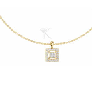 Collar Geométrico Plateado con Colgante de Diamante Natural Cuadrado Estilo Art Deco, Corte Princesa, Halo, Joyería Fina, Regalo - Product Image 2