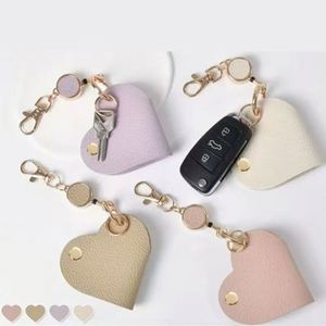 Stretchable Reel Holder Heart Keyring Car Wrap Portable Leather Pendant Motorcycle <b>Key</b> Storage - Product Image 3