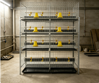 Cage à poulets à 3 niveaux en fil galvanisé à chaud, 60 poulets, 2 portes