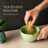 Ensemble Matcha Sakura personnalisé en usine, 8 pièces, bol en céramique, fouet, cuillère, tamis, kit cadeau pour cérémonie du thé
