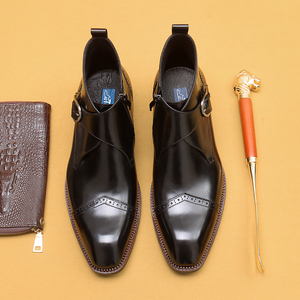 Bottines en cuir de vachette pour homme, fermeture éclair, style britannique, luxe léger, bottes en cuir véritable - Product Image 4