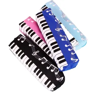 Student Pencil Case Square Single Layer Oxford Cloth Pen Bag for Girls Boy Musical Note Piano Stationery Pouch