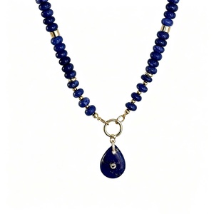 Collier pendentif goutte couleur pierre naturelle, perles intercalaires en alliage plaqué or tendance, bijoux de mode unisexe, vente en gros OEM faible MOQ - Product Image 4