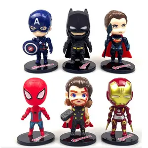 Lot de 6 Figurines de 10cm, Super héros, Ironman, Spiderman, Thor, Figurines d'action, gâteau, Toppers, Mini Figurines en PVC, jouets
