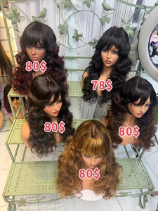 Letsfly Promotion 78$ 3x1 Perruques à frange en dentelle, bouclées, ondulations lâches, 22 pouces, noir naturel, 100% cheveux humains, prix de gros, 240 grammes, 10A - Product Image 2