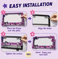 Support de plaque d'immatriculation décoratif en plastique imperméable avec impression Kuromi, format standard américain, vente en gros