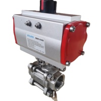 Vanne à bille de contrôle d'air 2 voies 3 PCS 1000 WOG 304 en acier inoxydable avec rappel pneumatique à ressort actionné
