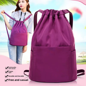 Ready-Stock New Fashion Large Capacity Commuting Waterproof <b>Drawstring</b> Oxford Polyester Bag for Outdoor Sports - Product Image 1