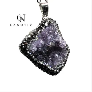 Canotiv Mode Vrouwen Natuurlijke Diamant Grote Stenen Hangers Druzy Quartz Crystal Ketting Hanger