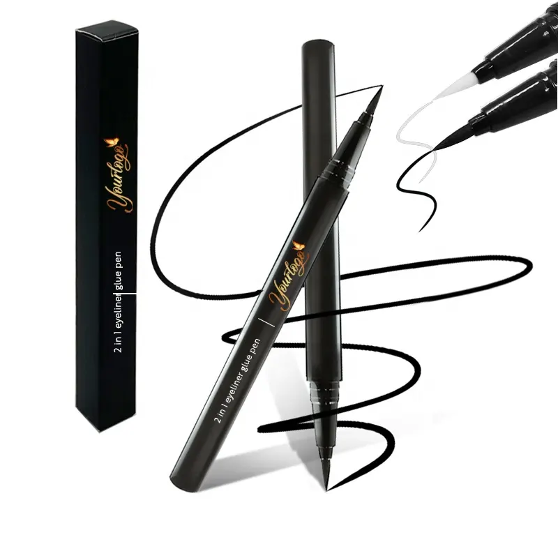 Own Brand OEM Black Brown White eye liner Waterproof Long Lasting Vegan Rhinestone Rose Gold Eyelash Adhesive Glue Eyeliner Pen