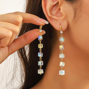 ต่างหูแฟชั่นทำด้วยมือทำจากคริสตัลธรรมชาติพร้อมไฟต่างหูคริสตัลเพทาย CZ คุณภาพสูงต่างหูคริสตัลออสเตรีย - Product Image 5