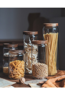 Bộ dụng cụ sắp xếp nhà bếp tối giản, lọ đựng thực phẩm bằng thủy tinh có nắp đậy bằng tre, kín khí, hộp đựng gia vị bằng gỗ, dùng cho các bữa tiệc - Product Image 6