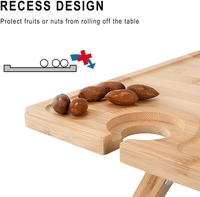 Table de pique-nique pliable en bambou portable avec porte-bouteille et porte-verres CNLF pour une utilisation en extérieur, en cuisine ou dans le salon