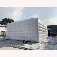 Tente de fête gonflable pliable en PVC, cube blanc, chapiteau gonflable avec lumières, imperméable quatre saisons, ignifuge