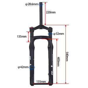 Fourche avant de vélo de neige Bolany 26 pouces, pneu large 4.0, axe traversant, suspension pneumatique 15x135mm - Product Image 2