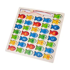 Nieuwste Houten Interactieve Vis Speelgoed Kids Baby Peuter Vissen Magneet Speelgoed Alfabet Nummer Magnetisch Vissen Spel