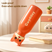 Thermos en acier inoxydable 16 oz à marque privée avec couvercle détachable en PVC motif animal et paille en silicone 100 % étanche pour enfants